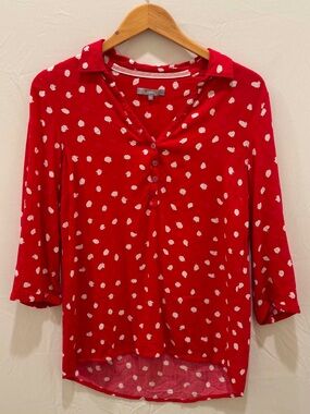 CECIL Women Red Button-Front Dot Print Shirt size S